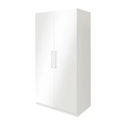 GoodHome Atomia Freestanding Gloss & Matt White 2 Door Large Double Wardrobe (H)1929mm (W)1000mm (D)596mm