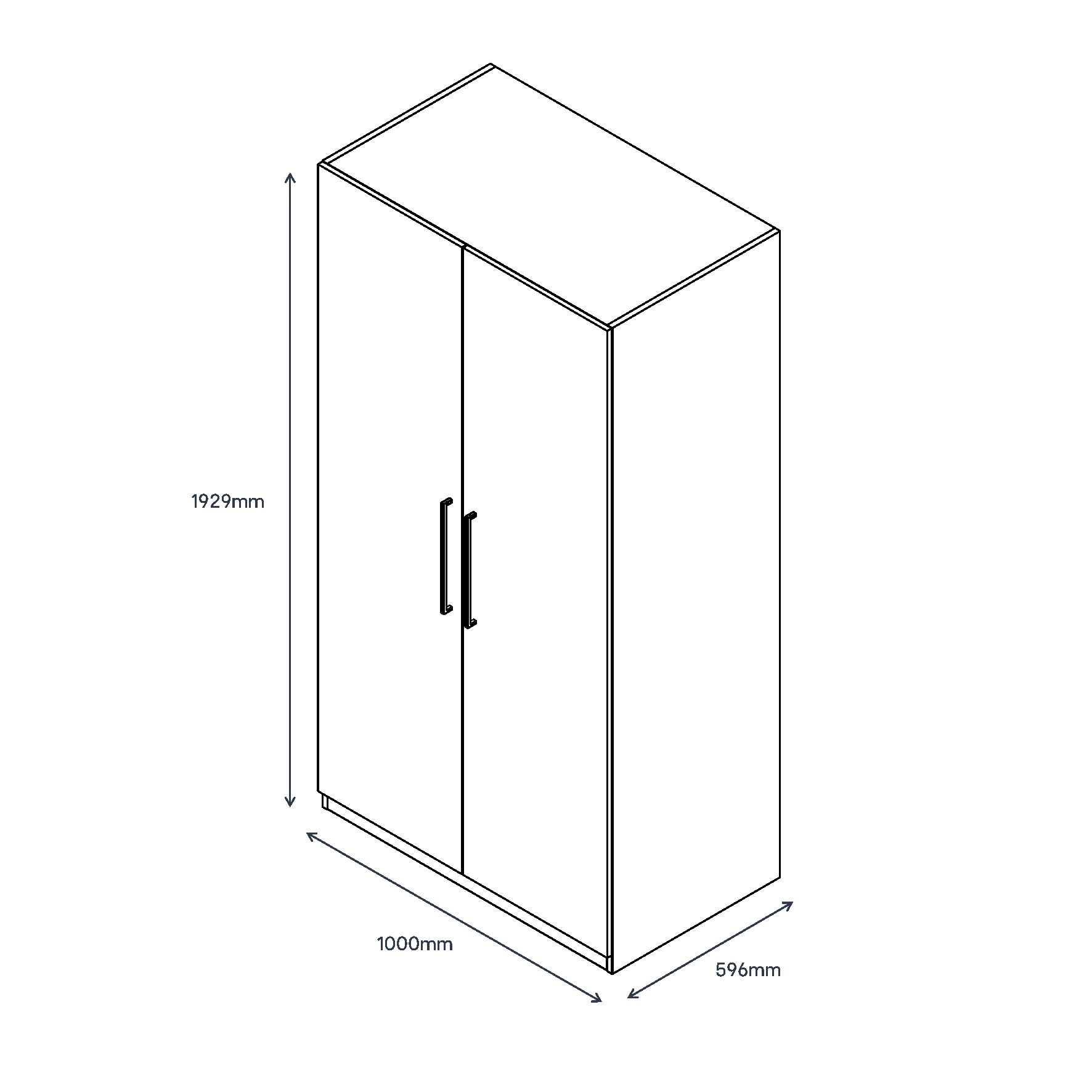 GoodHome Atomia Freestanding Gloss & Matt White 2 Door Large Double Wardrobe (H)1929mm (W)1000mm (D)596mm - Image 7