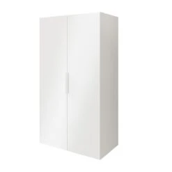 GoodHome Atomia Freestanding High Gloss White 2 Door Medium Wardrobe (H)1875mm (W)1000mm (D)600mm
