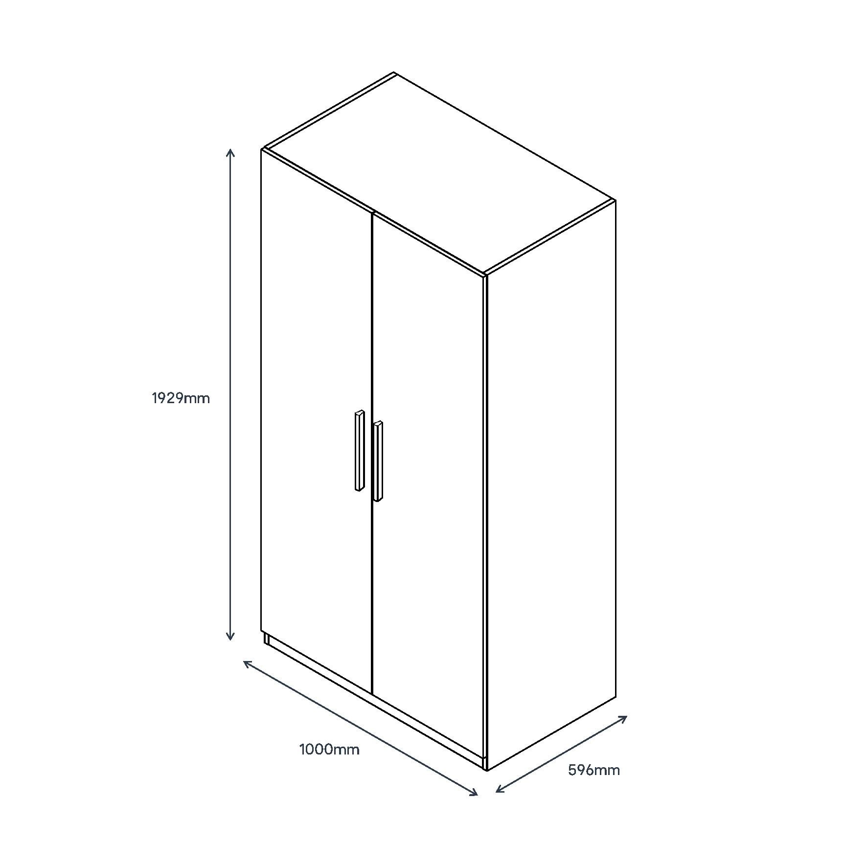 GoodHome Atomia Freestanding Matt Grey Oak Effect 2 Door Large Double Wardrobe (H)1929mm (W)1000mm (D)596mm - Image 4