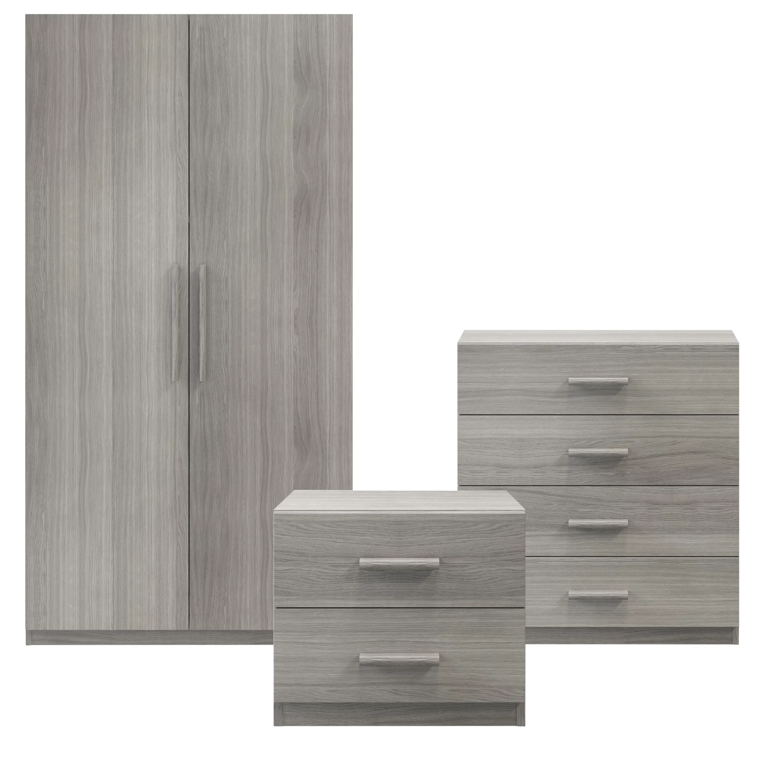 GoodHome Atomia Freestanding Matt Grey Oak Effect 2 Door Large Double Wardrobe (H)1929mm (W)1000mm (D)596mm - Image 3