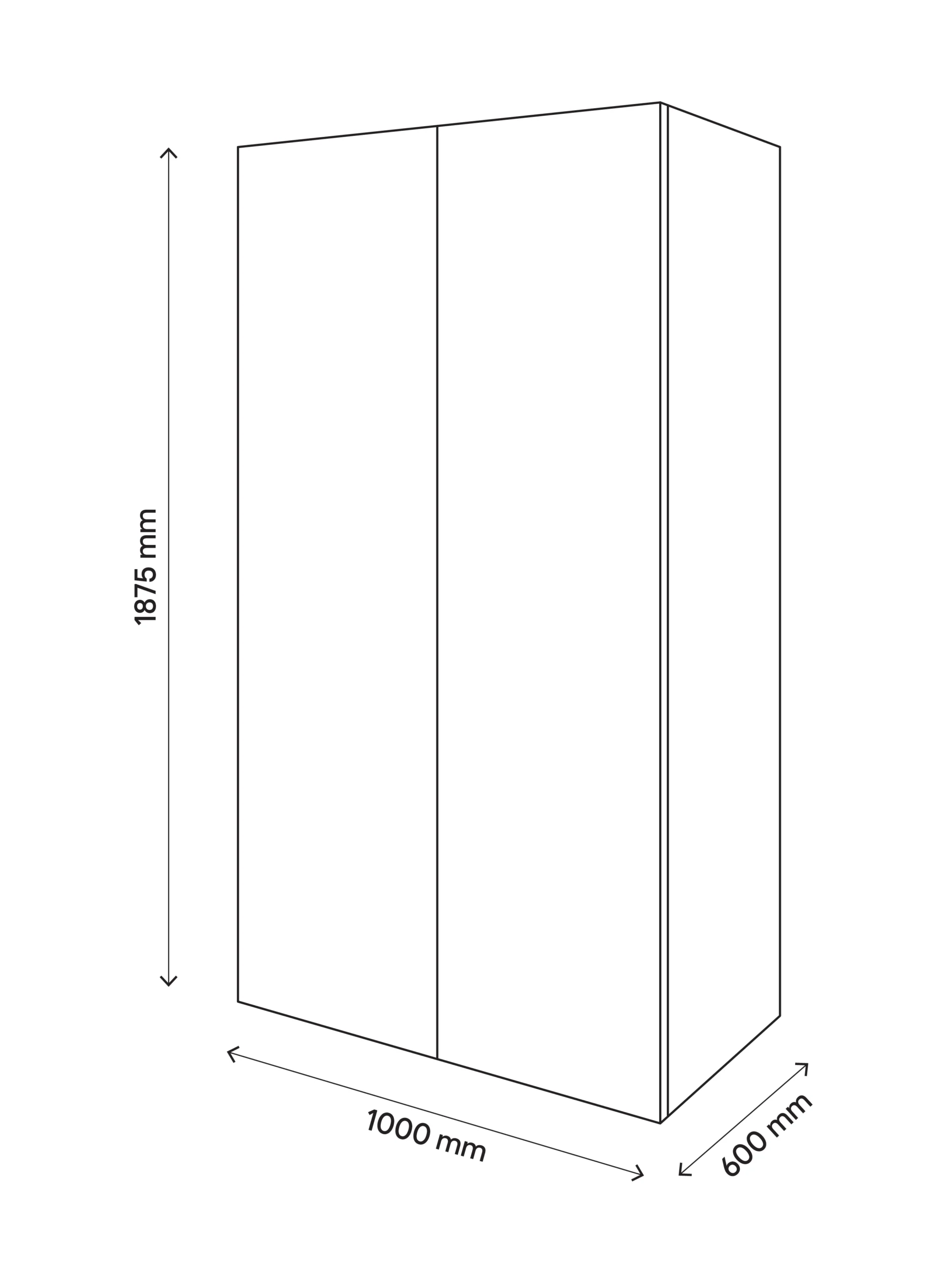 GoodHome Atomia Freestanding Matt Light Grey & White 2 Door Medium Wardrobe (D)580mm - Image 8