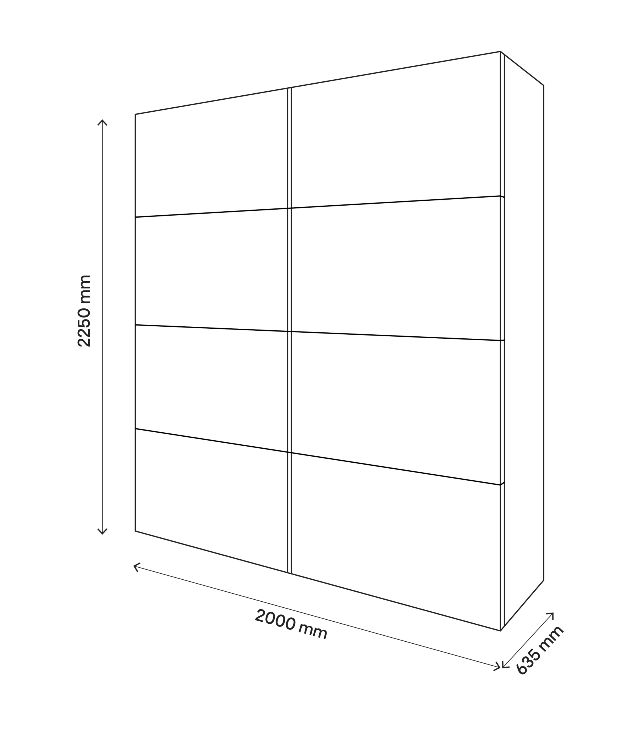 GoodHome Atomia Freestanding Matt White 2 Door Large Double Sliding Door Wardrobe (H)2250mm (W)2000mm (D)635mm - Image 6