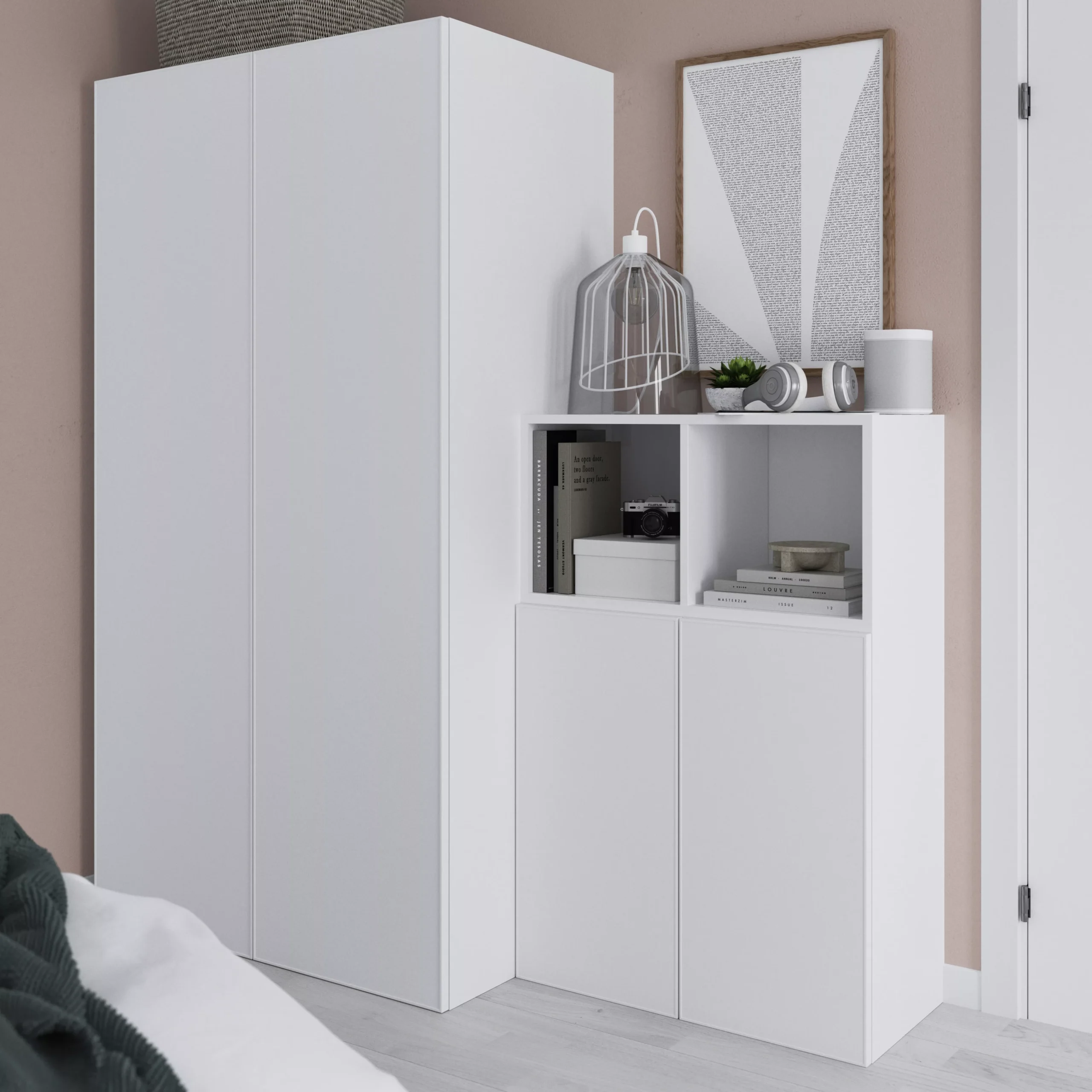 GoodHome Atomia Freestanding Matt White 2 Door Medium Wardrobe (D)580mm - Image 5