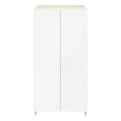 GoodHome Atomia Freestanding Matt White Oak Effect 2 Door Medium Wardrobe (H)1975mm (W)1000mm (D)600mm