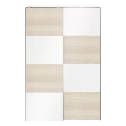 GoodHome Atomia Freestanding Matt White Oak Effect Medium Double Sliding Door Wardrobe (H)2250mm (W)1500mm (D)635mm