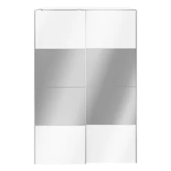 GoodHome Atomia Freestanding Mirrored High Gloss White 2 Door Large Double Sliding Door Wardrobe (H)2250mm (W)1500mm (D)635mm