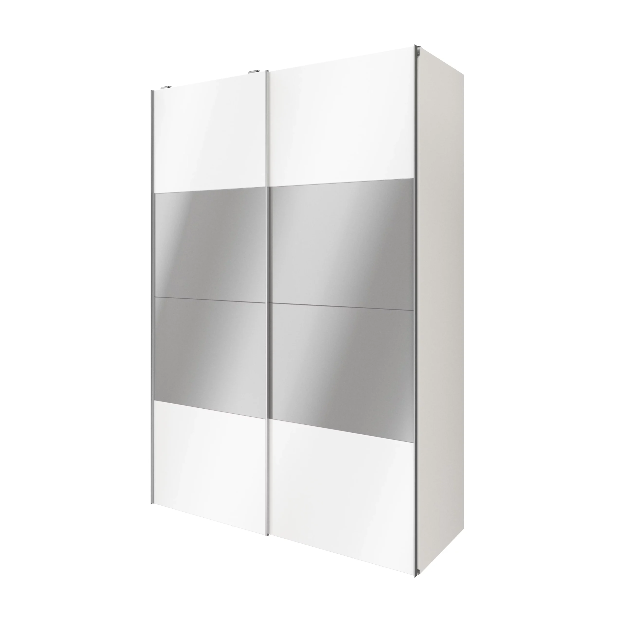GoodHome Atomia Freestanding Mirrored High Gloss White 2 Door Large Double Sliding Door Wardrobe (H)2250mm (W)1500mm (D)635mm - Image 3