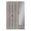 GoodHome Atomia Freestanding Mirrored Matt Grey Oak Effect 3 Door 2 Drawer Large Triple Wardrobe (H)2250mm (W)1000mm (D)580mm