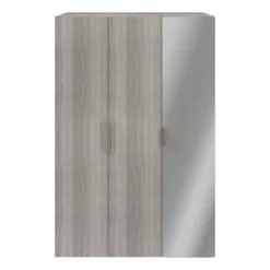 GoodHome Atomia Freestanding Mirrored Matt Grey Oak Effect 3 Door Triple Wardrobe (H)2250mm (W)1000mm (D)580mm