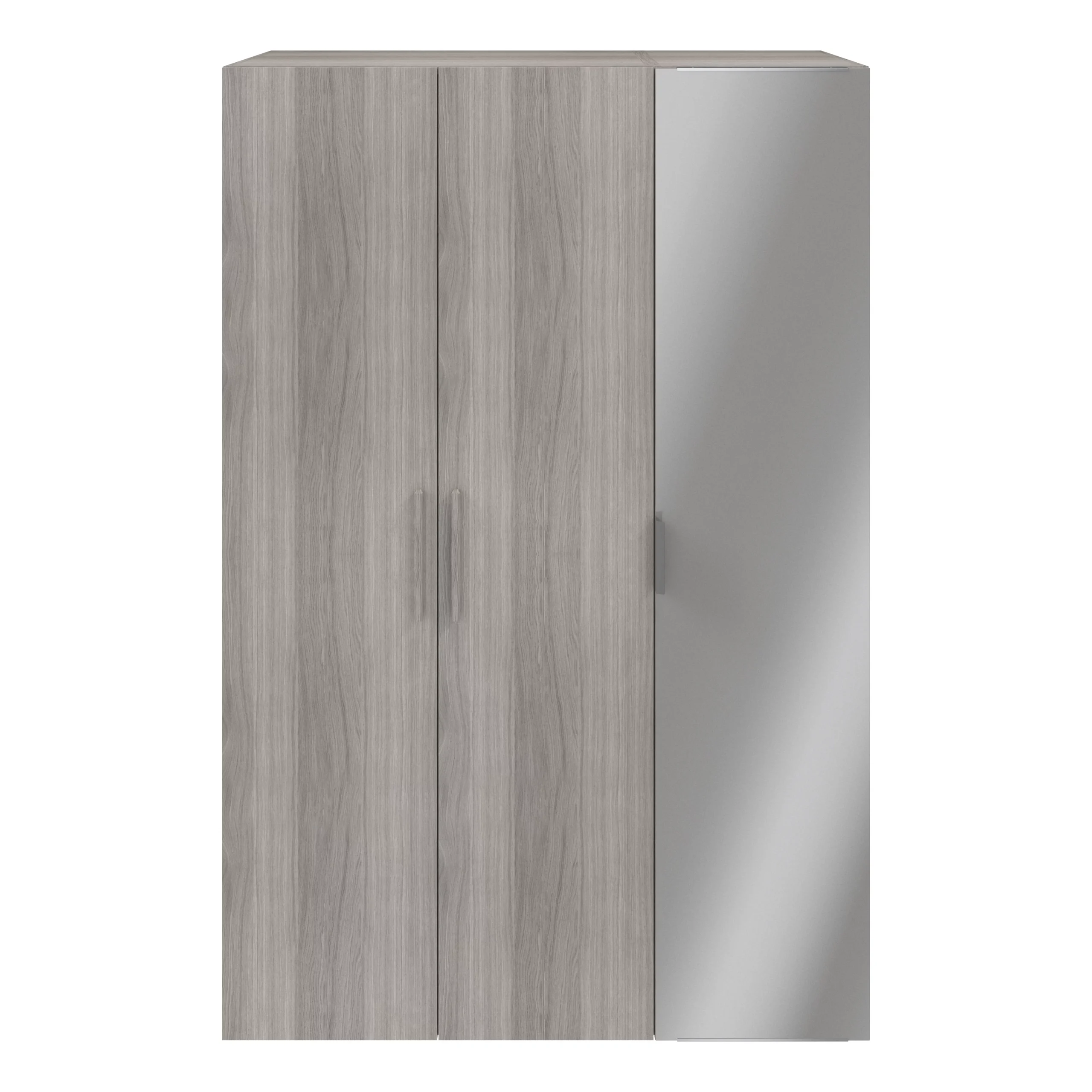 GoodHome Atomia Freestanding Mirrored Matt Grey Oak Effect 3 Door Triple Wardrobe (H)2250mm (W)1000mm (D)580mm