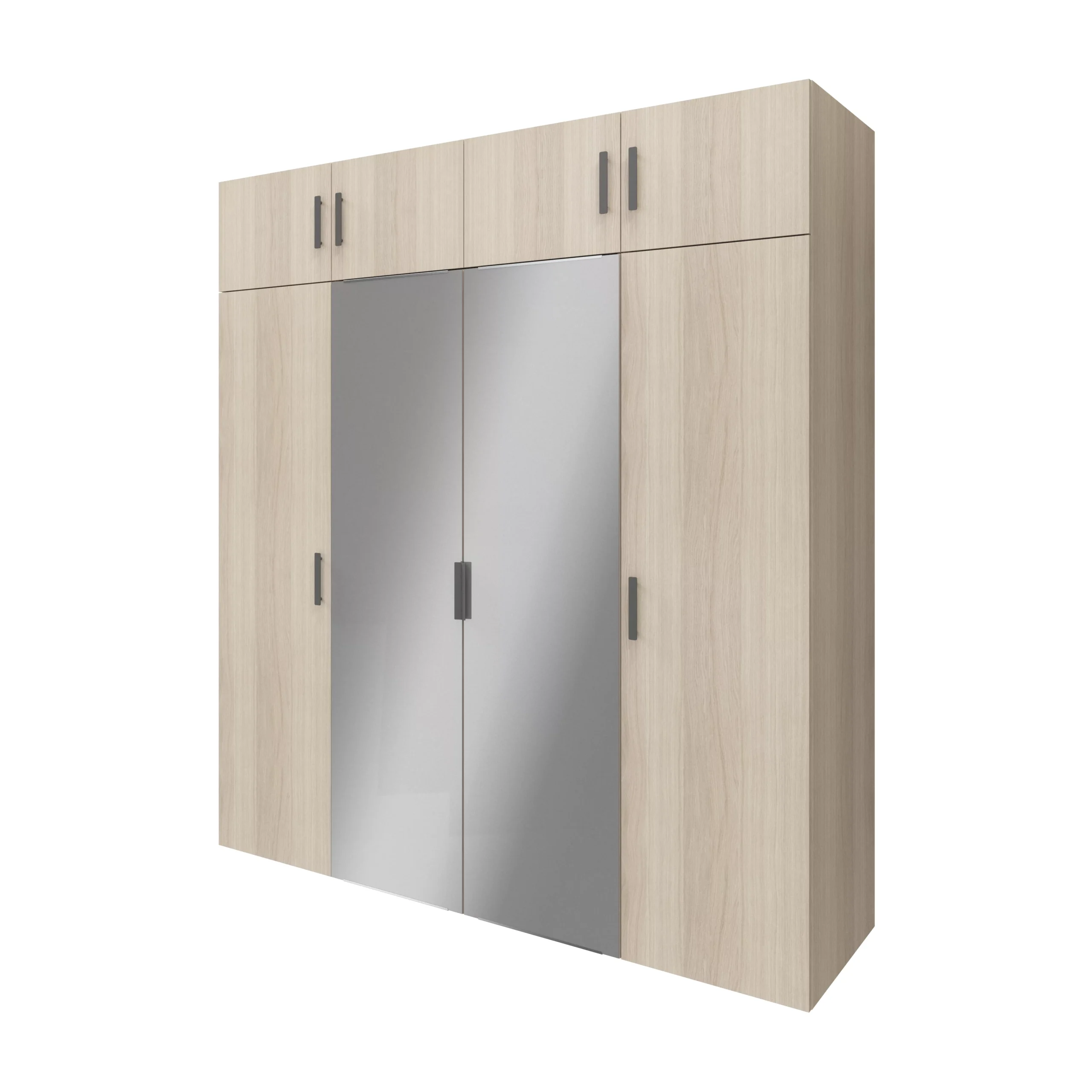 GoodHome Atomia Freestanding Mirrored Matt Oak Effect 8 Door Large Wardrobe (H)2250mm (W)1000mm (D)580mm - Image 2