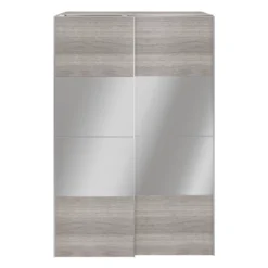 GoodHome Atomia Freestanding Opaque Mirrored Grey Oak Effect Large Double Wardrobe (H)2250mm (W)1500mm (D)635mm