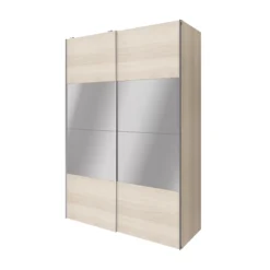 GoodHome Atomia Freestanding Opaque Mirrored Oak Effect Large Double Sliding Door Wardrobe (H)2250mm (W)1500mm (D)635mm