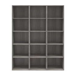 GoodHome Atomia Matt Grey Oak Effect 15 Compartment 15 Shelf Freestanding Rectangular Bookcase (H)1875mm (W)1500mm (D)350mm