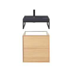 GoodHome Avela Matt Brown Oak Effect Vanity Unit & Basin Set (W)604mm (H)724mm