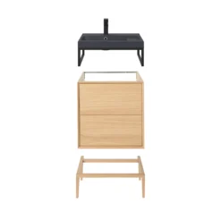 GoodHome Avela Matt Oak Effect Freestanding Vanity Unit & Basin Set (W)604mm (H)934mm