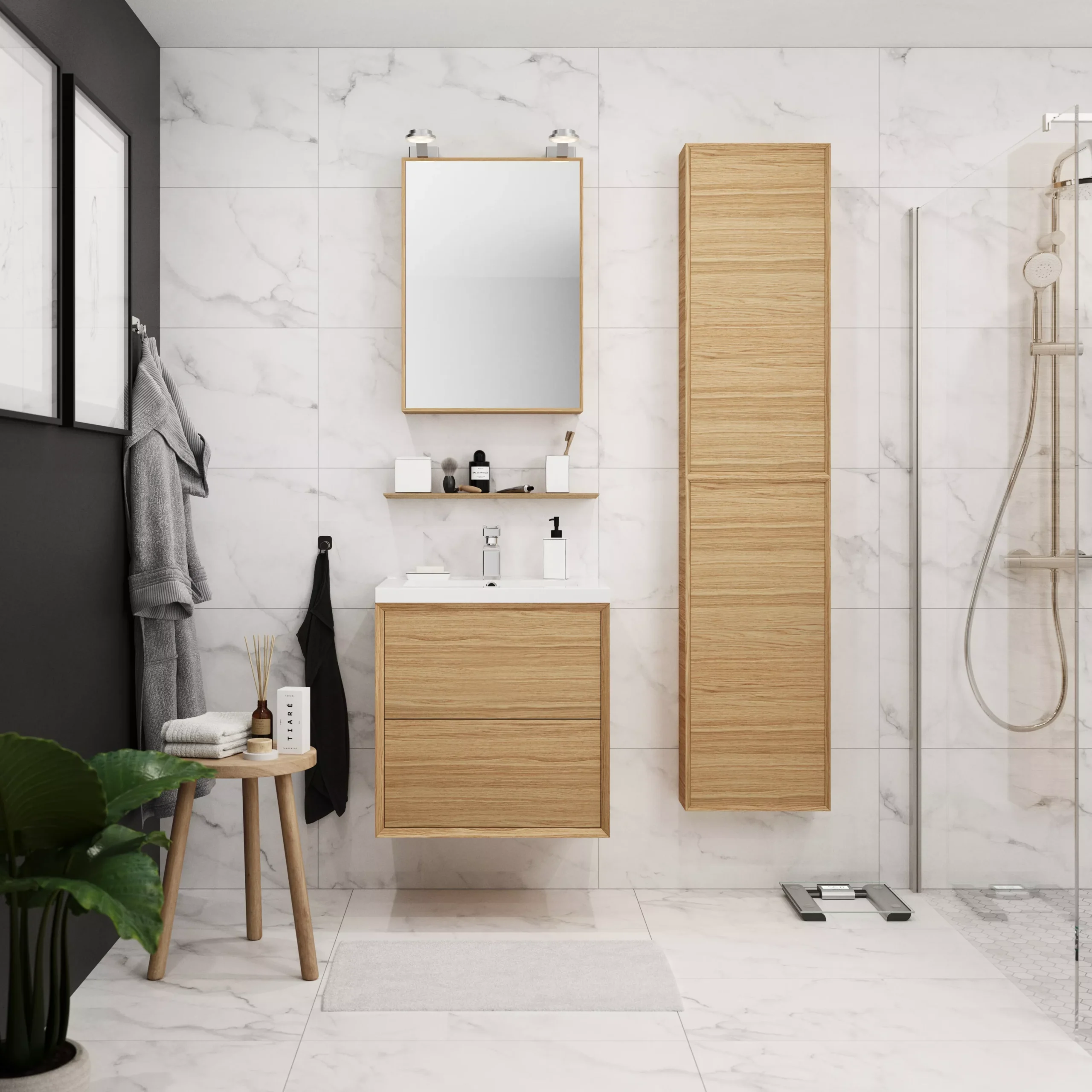 GoodHome Avela Matt Oak Effect Square Edge Chipboard Bathroom Worktop 1.8cm X 45cm X 80cm - Image 11