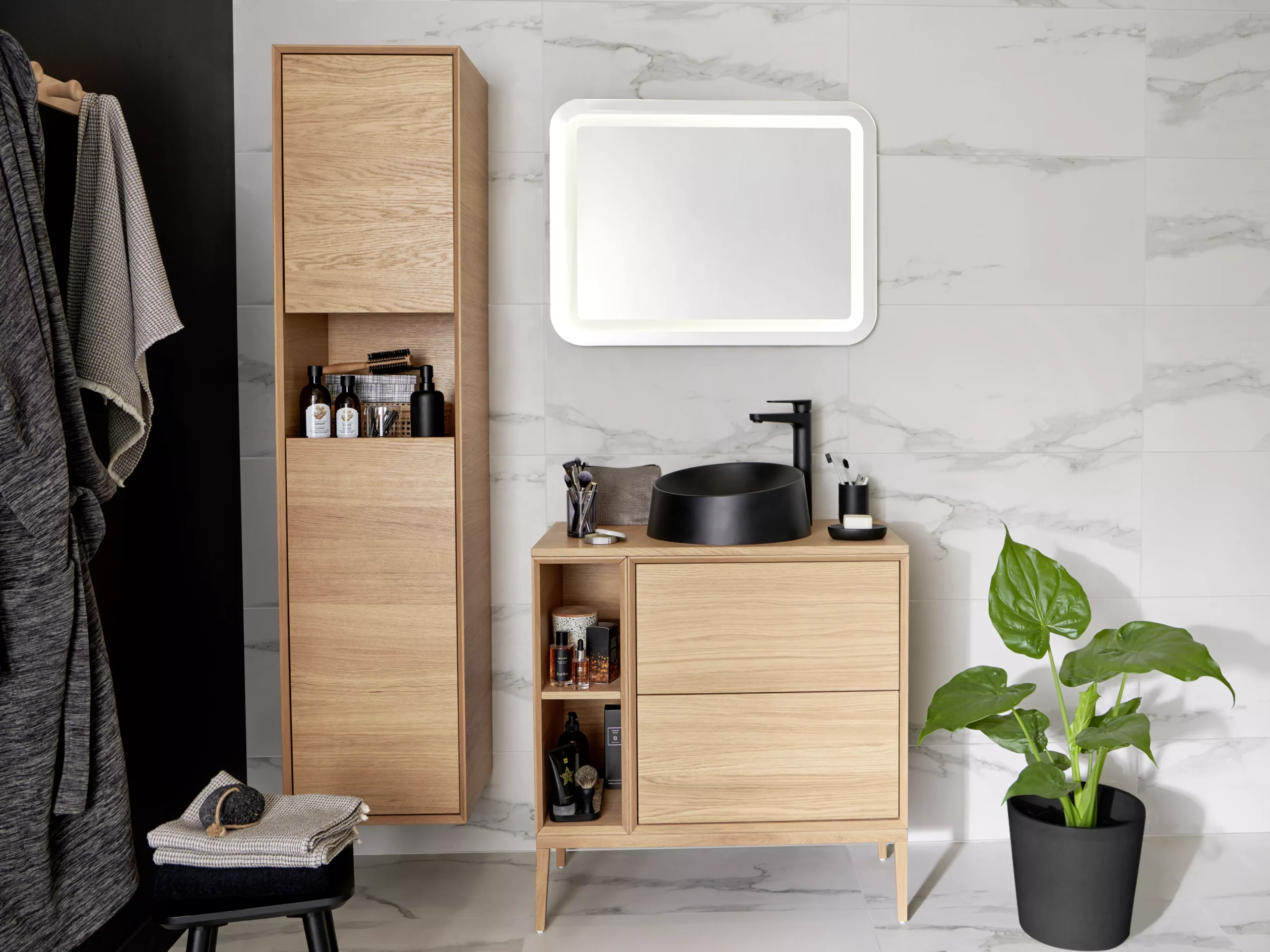 GoodHome Avela Matt Oak Effect Square Edge Chipboard Bathroom Worktop 1.8cm X 45cm X 80cm - Image 12