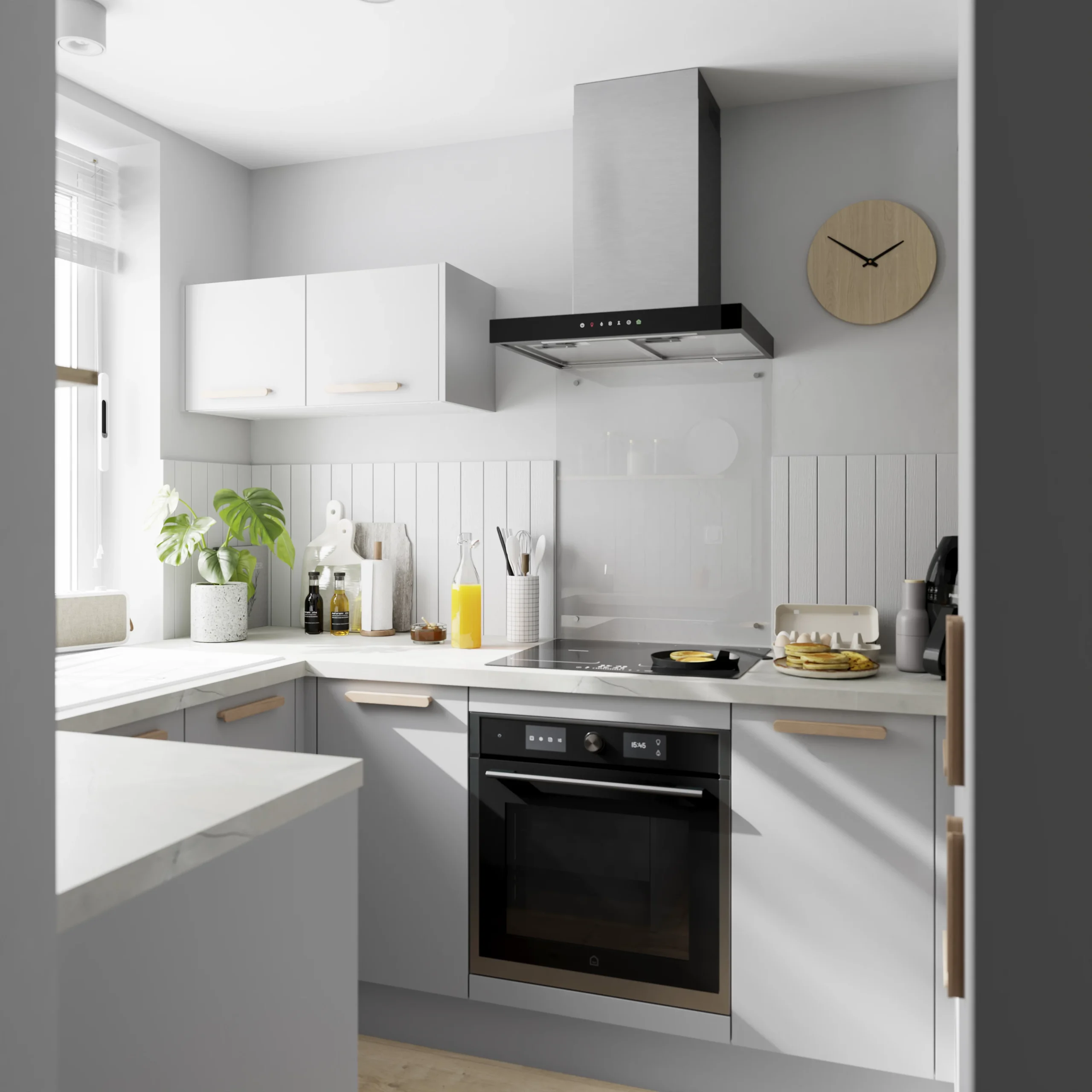 GoodHome Balsamita Matt Grey Slab Appliance Cabinet Door (W)600mm (H)453mm (T)16mm - Image 12