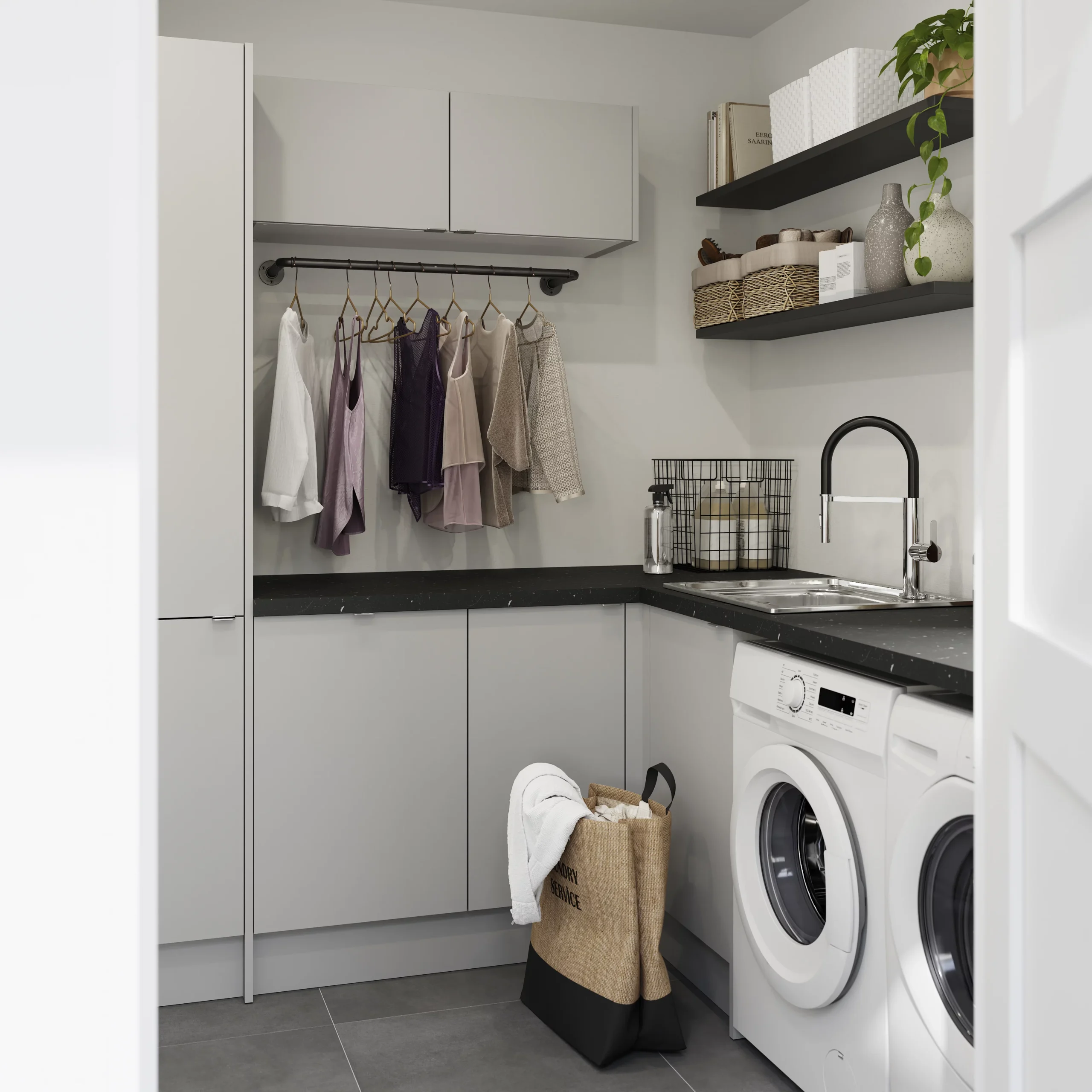 GoodHome Balsamita Matt Grey Slab Appliance Cabinet Door (W)600mm (H)453mm (T)16mm - Image 13