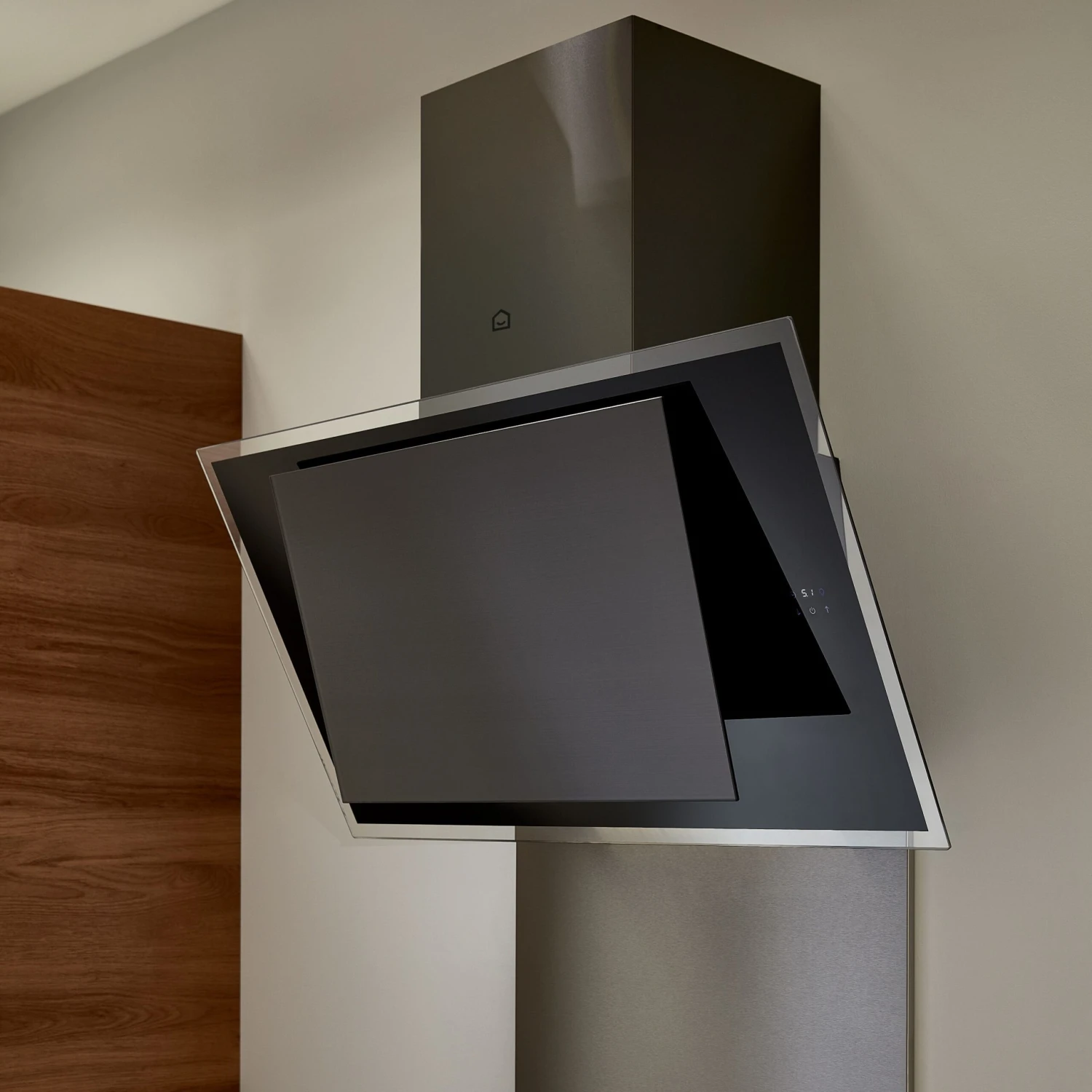 GoodHome Bamia GHAGRE90 Black Glass Angled Cooker Hood, (W)90cm - Image 6