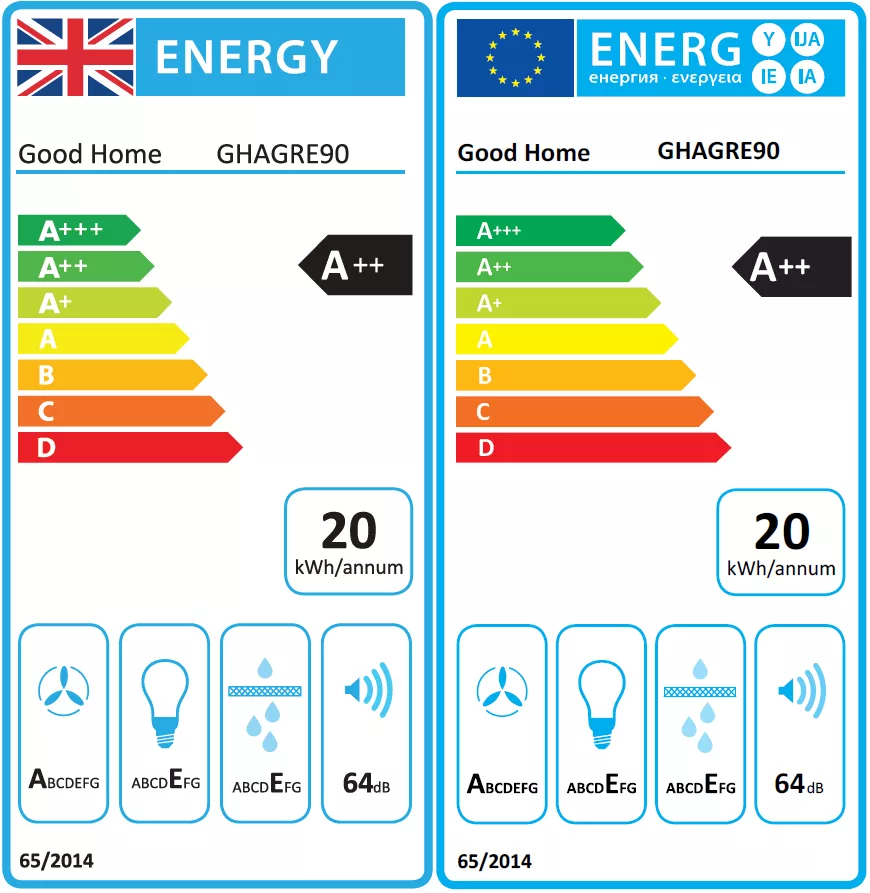 GoodHome Bamia GHAGRE90 Black Glass Angled Cooker Hood, (W)90cm - Image 7