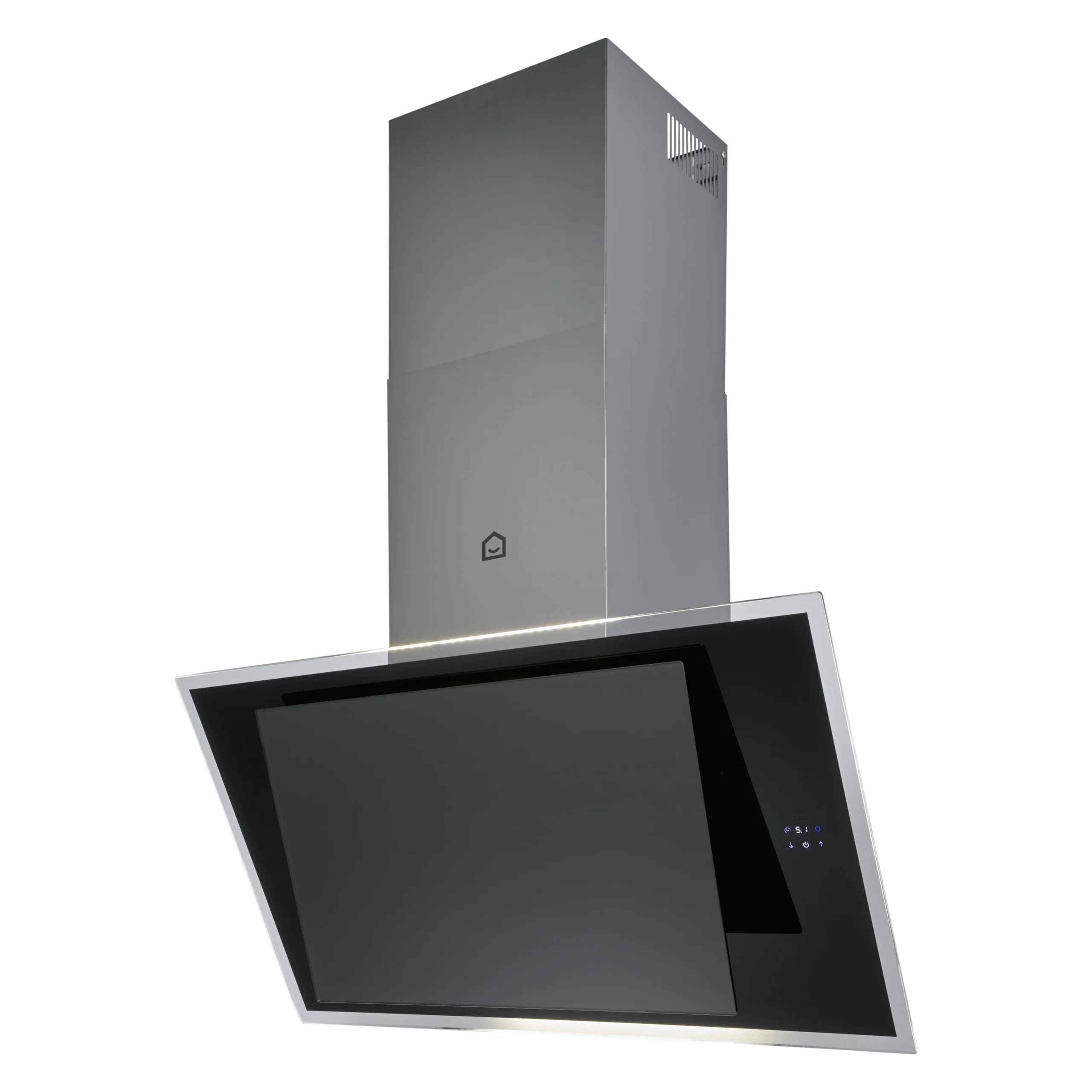 GoodHome Bamia GHAGRE90 Glass Angled Cooker Hood (W)90cm - Black - Image 4