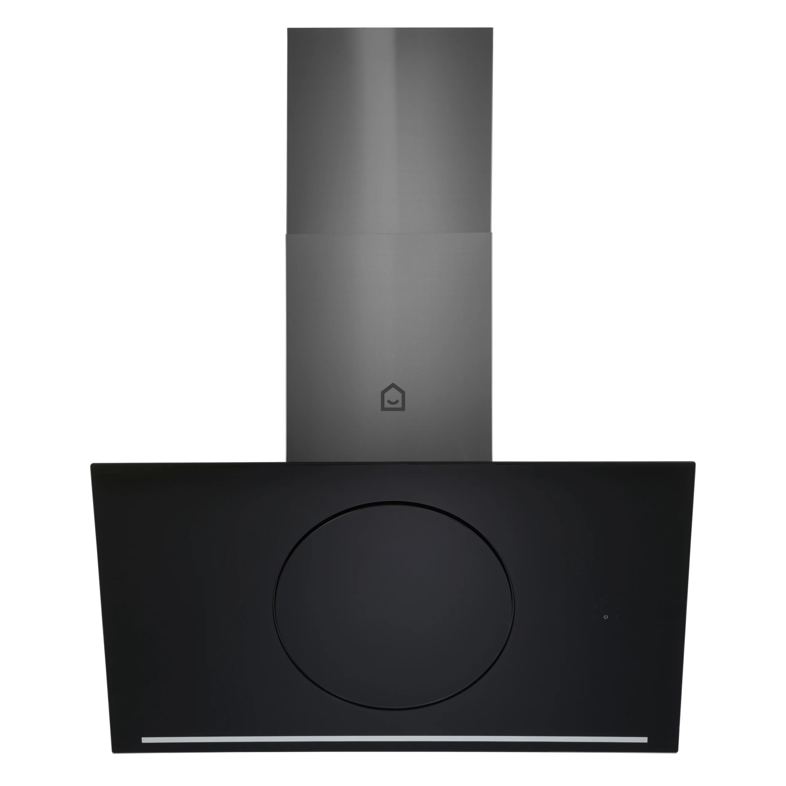 GoodHome Bamia GHAGRO90 Black Glass Round Angled Cooker Hood, (W)90cm - Image 4