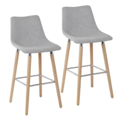 GoodHome Bandel Light Grey Fabric Bar Stool, Pack Of 2
