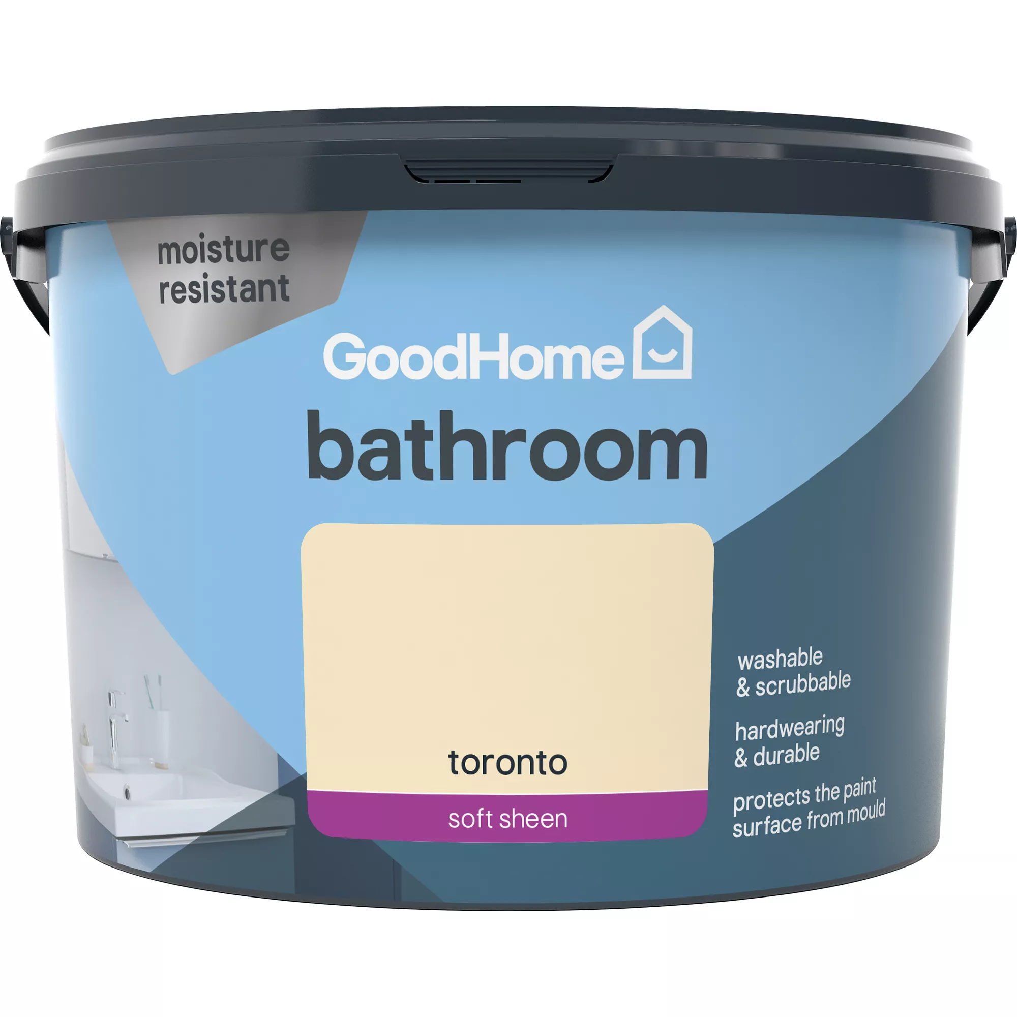 GoodHome Bathroom Toronto Soft Sheen Emulsion Paint, 2.5L - Image 3