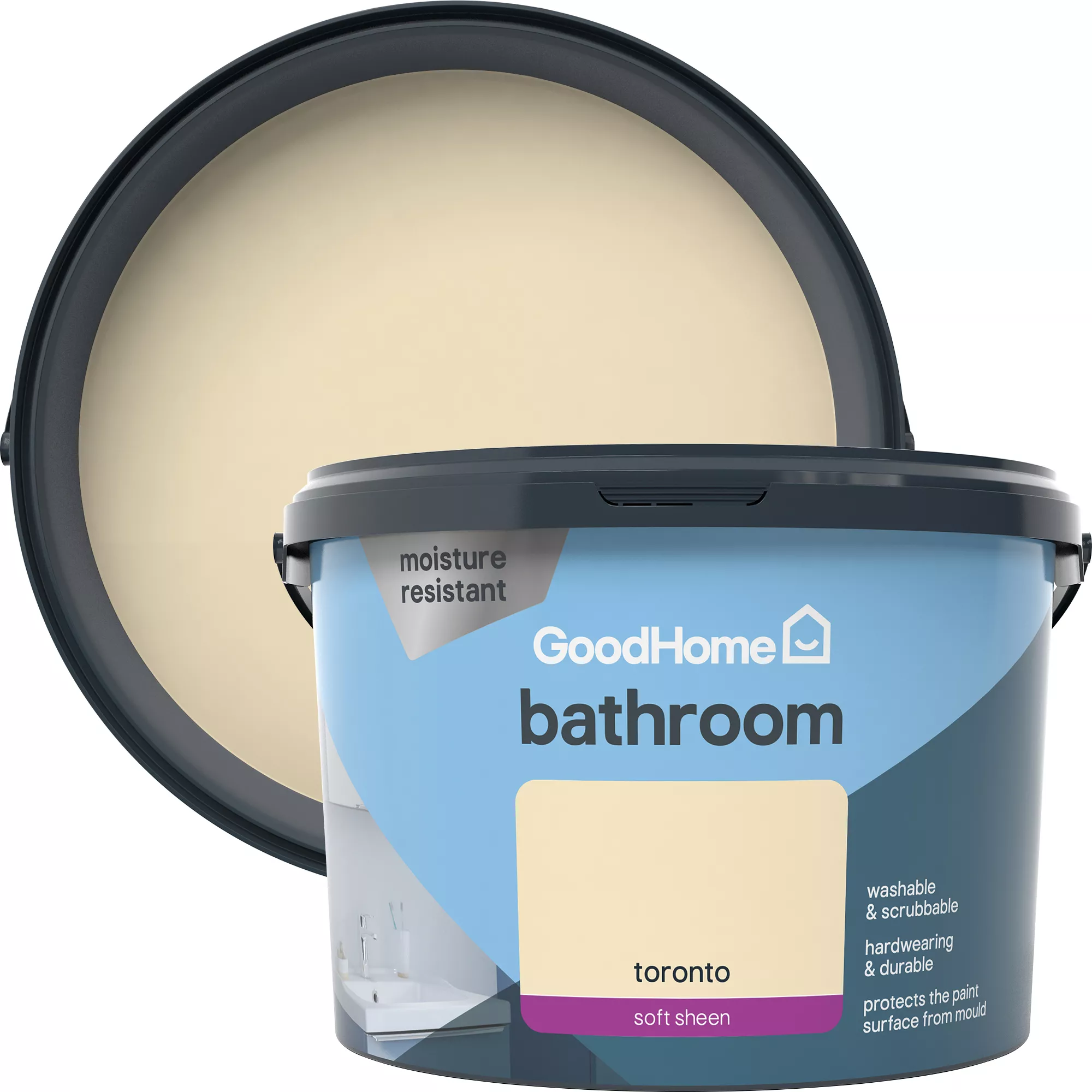 GoodHome Bathroom Toronto Soft Sheen Emulsion Paint, 2.5L