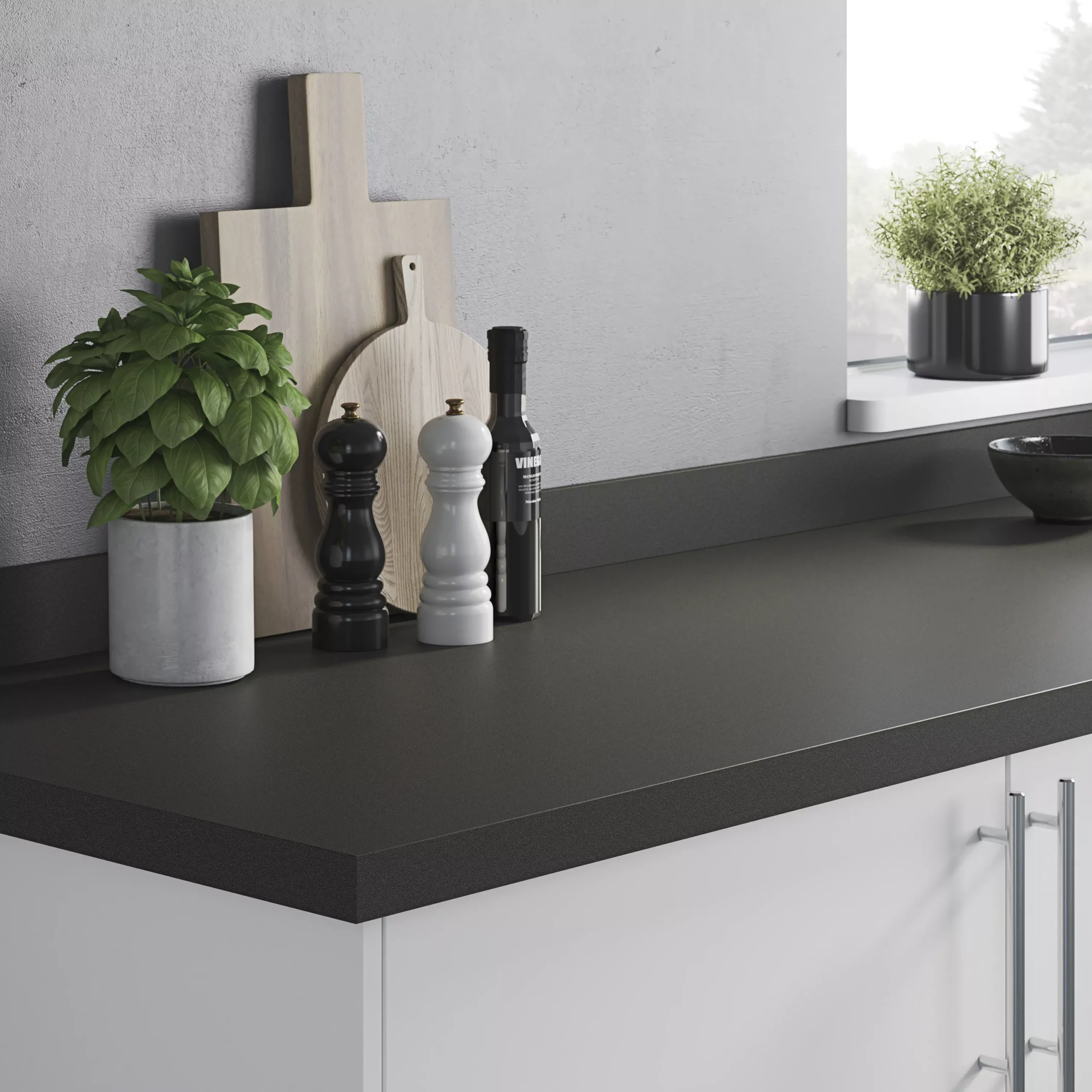 GoodHome Berberis Black Laminate & Particle Board Upstand (L)3000mm - Image 3