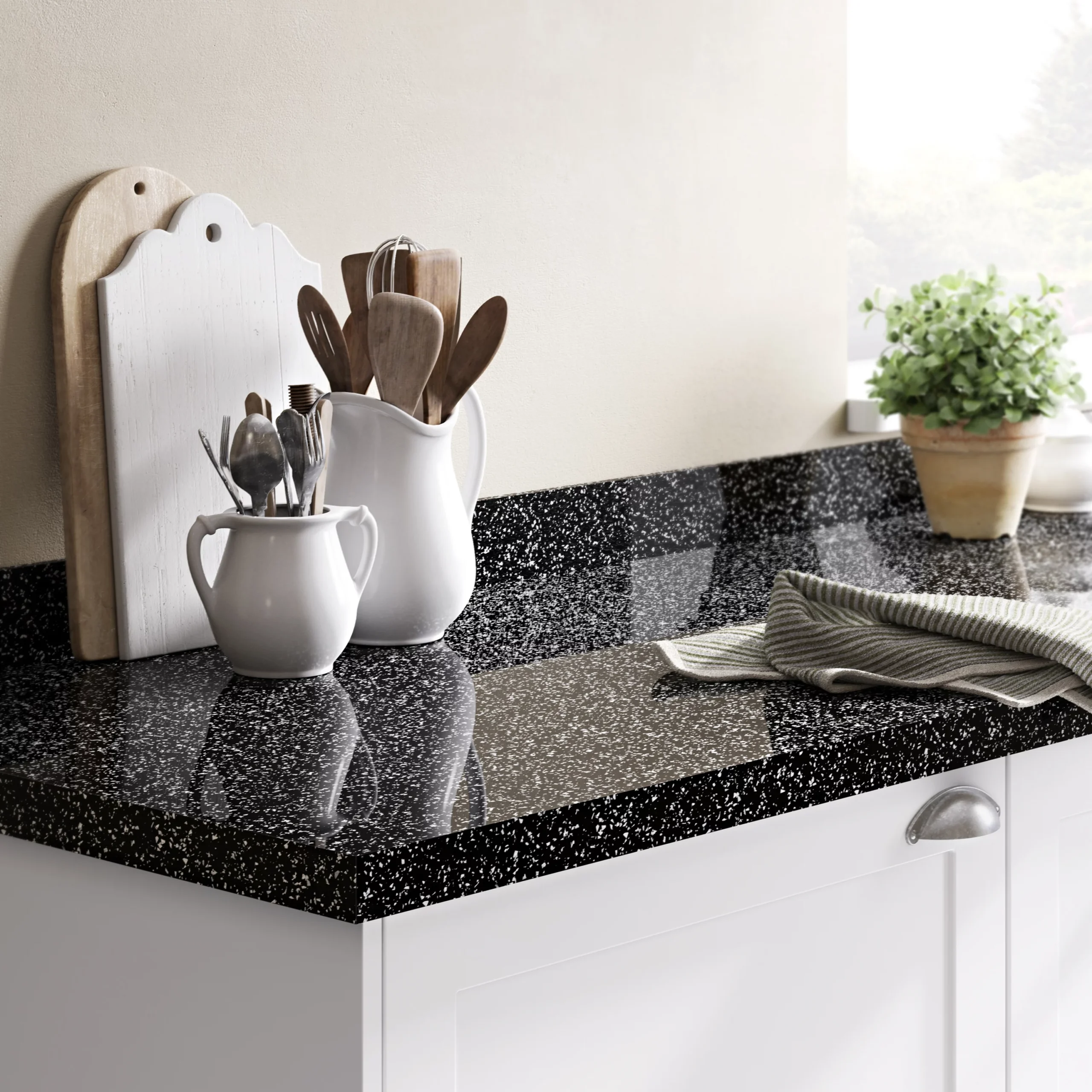 GoodHome Berberis Black Star Effect Laminate & Particle Board Upstand (L)3000mm - Image 2