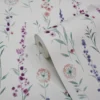 GoodHome Bifora Purple Floral Smooth Wallpaper