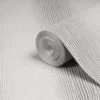 GoodHome Bloxholm Grey Striped Silver Effect Textured Wallpaper