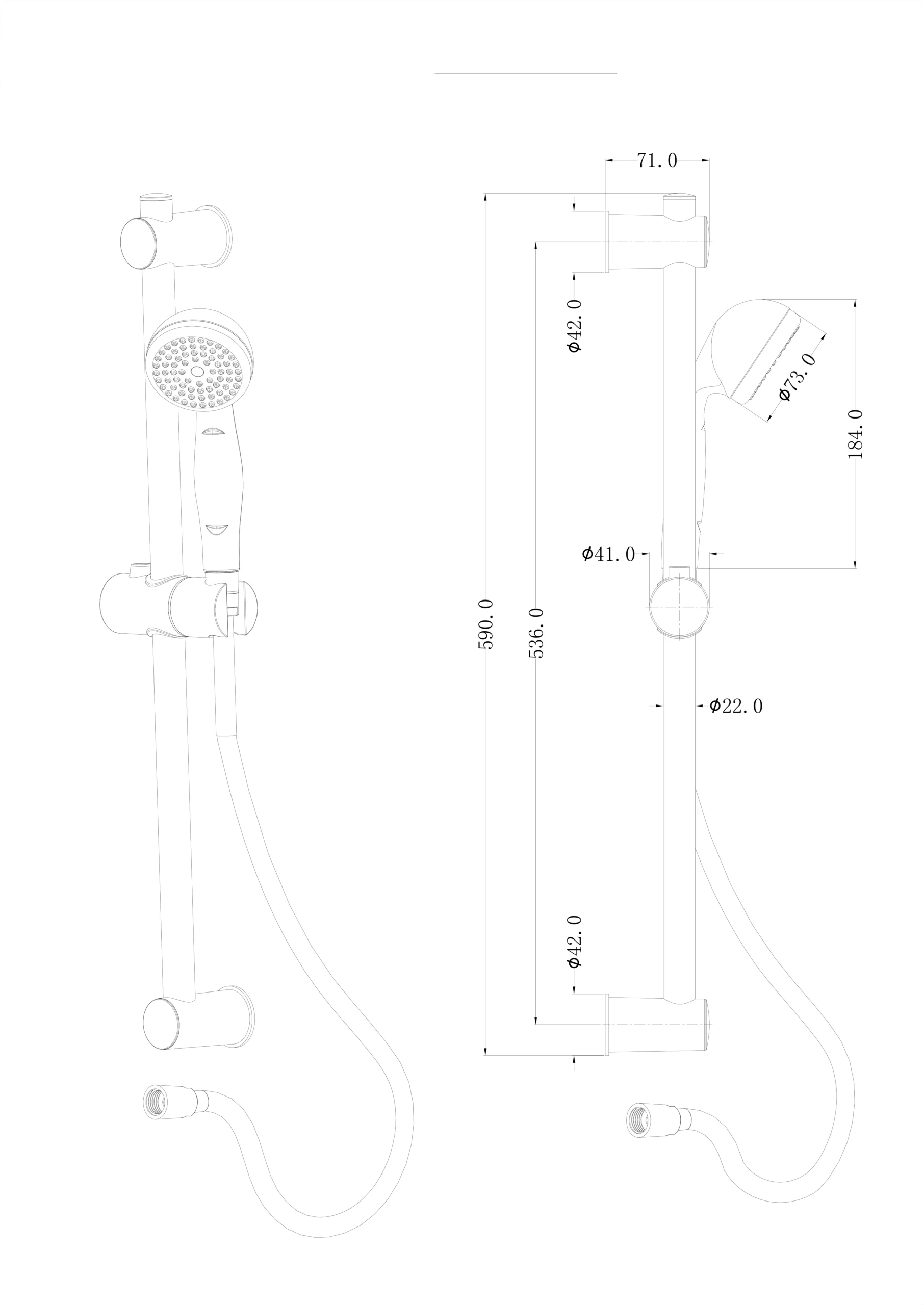 GoodHome Blyth Single-spray Pattern Chrome Effect Shower Kit - Image 2