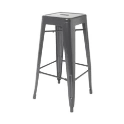 GoodHome Branza Grey Steel Bar Stool