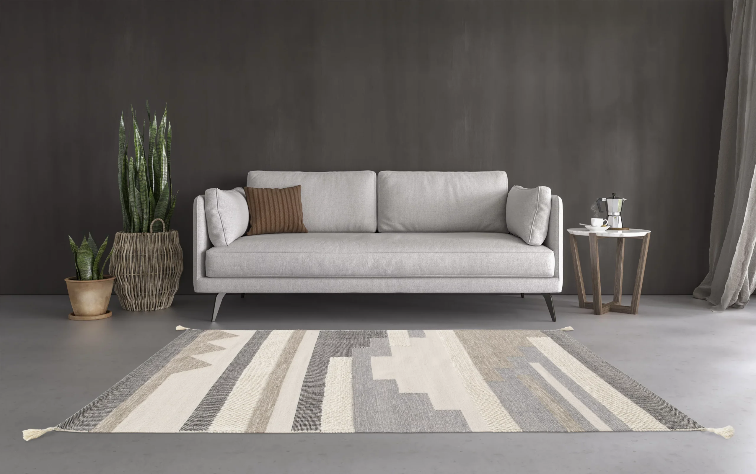 GoodHome Brunel Grey Striped Rug 170cmx120cm - Image 3