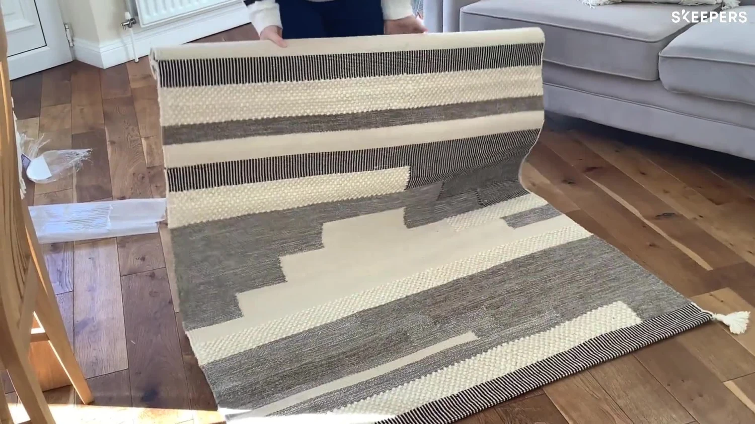 GoodHome Brunel Grey Striped Rug 170cmx120cm - Image 2