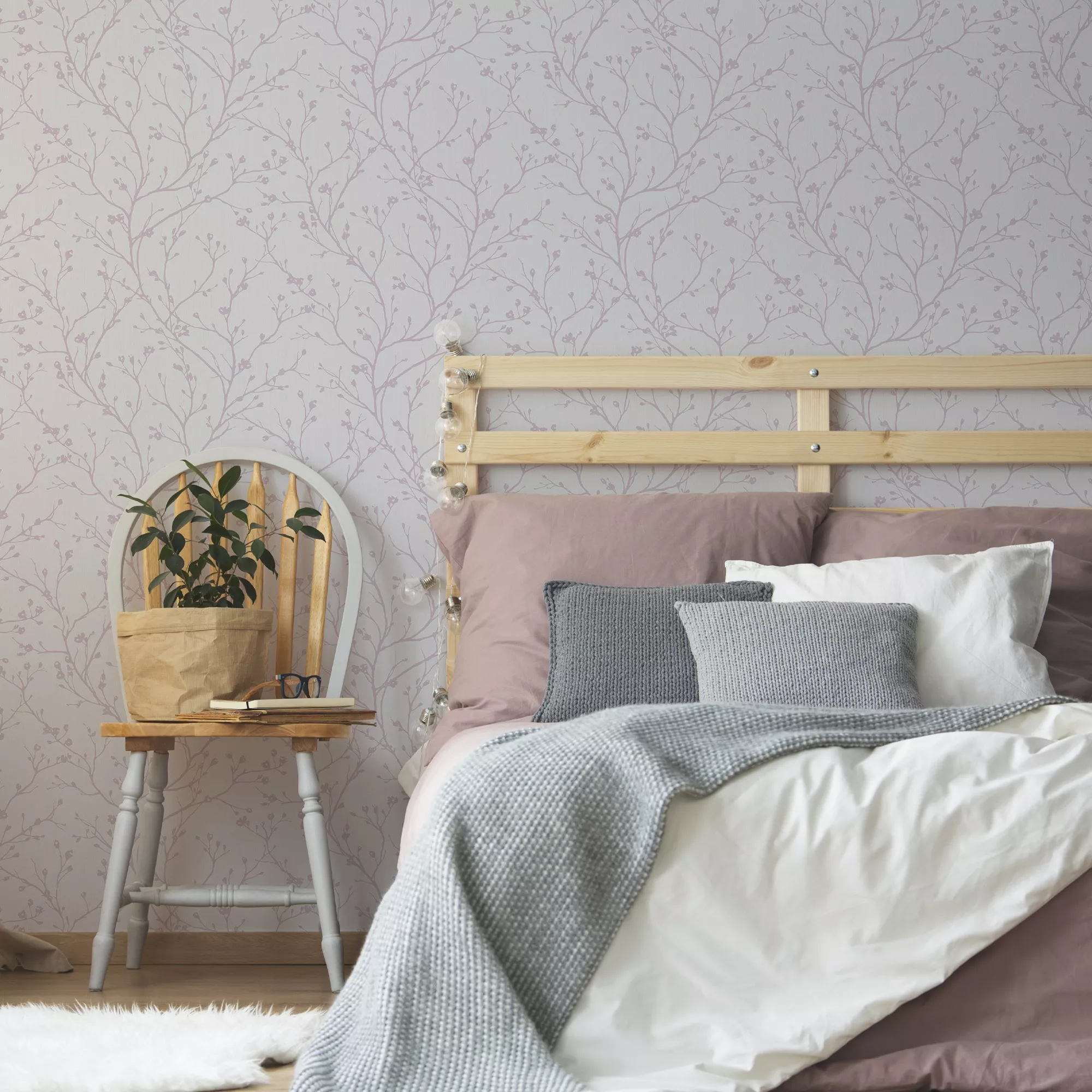 GoodHome Burfield Mauve Trail Metallic Effect Textured Wallpaper - Image 4
