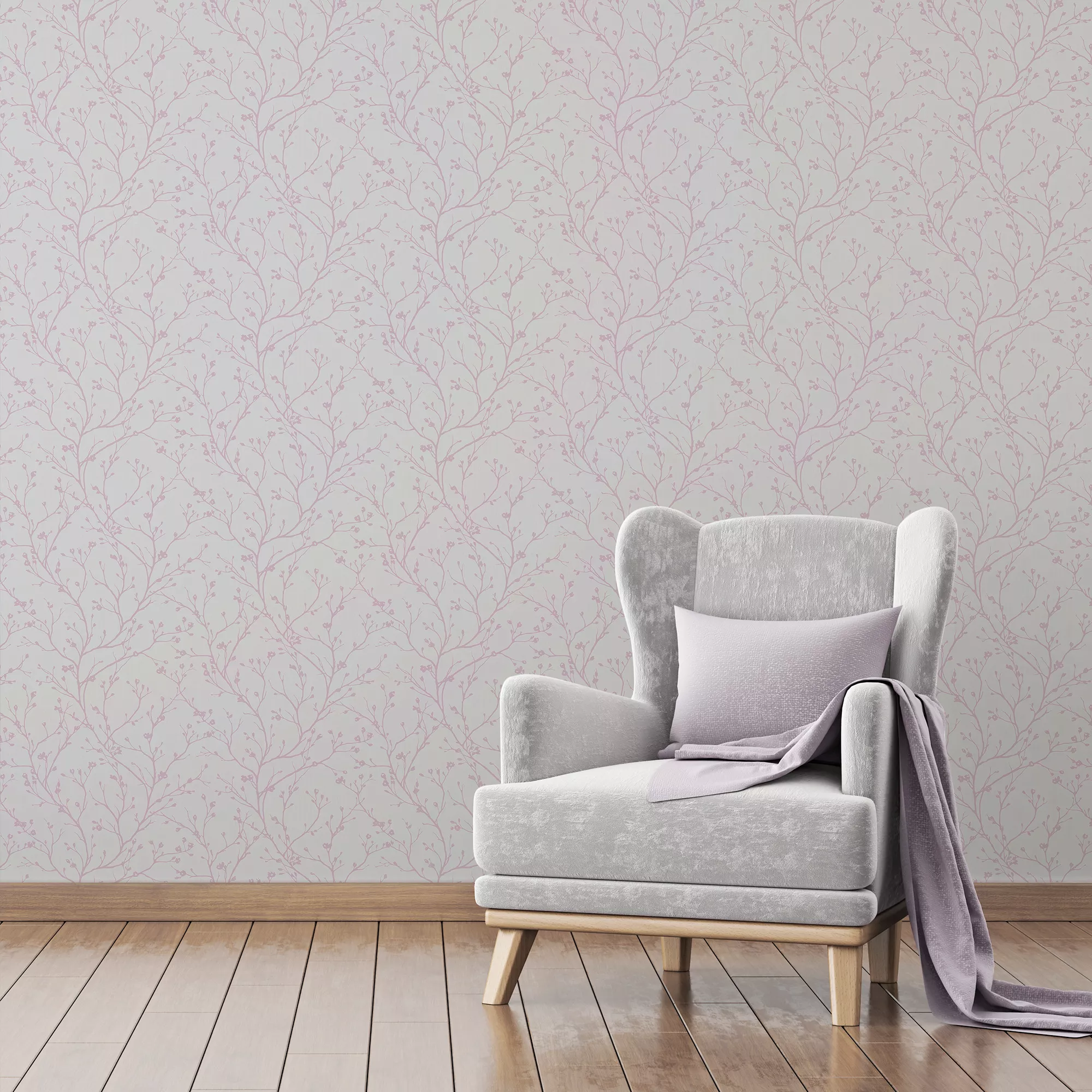 GoodHome Burfield Mauve Trail Metallic Effect Textured Wallpaper - Image 5