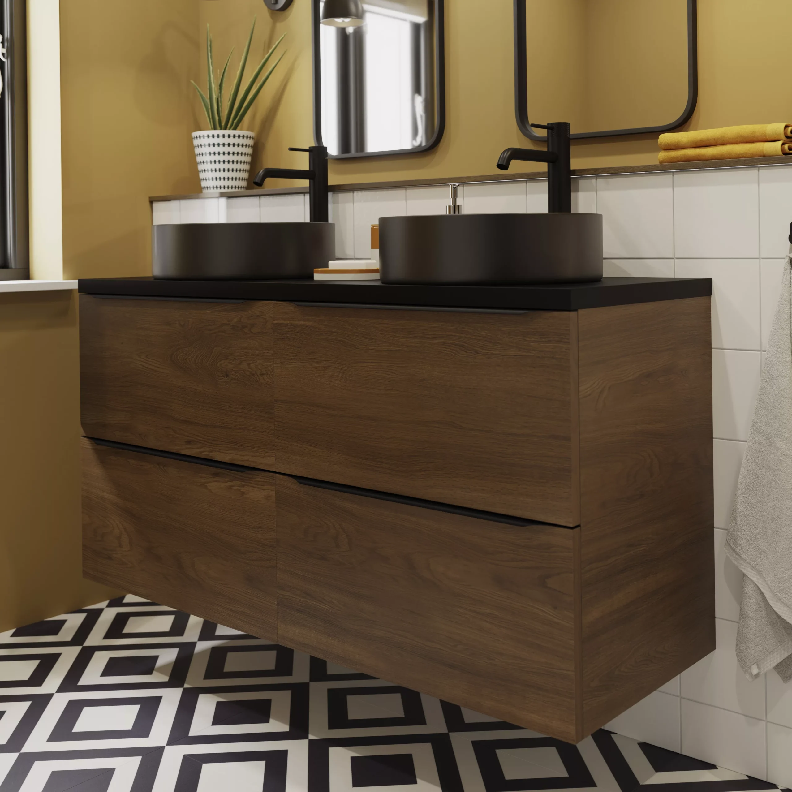 GoodHome Cadelia Matt Black Square Edge Chipboard & Laminate Bathroom Worktop 2cm X 45.5cm X 120.5cm - Image 20