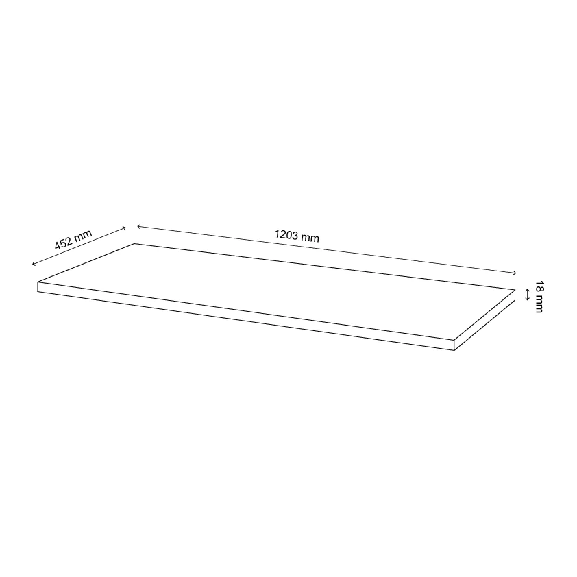 GoodHome Cadelia Matt Black Square Edge Chipboard & Laminate Bathroom Worktop 2cm X 45.5cm X 120.5cm - Image 4