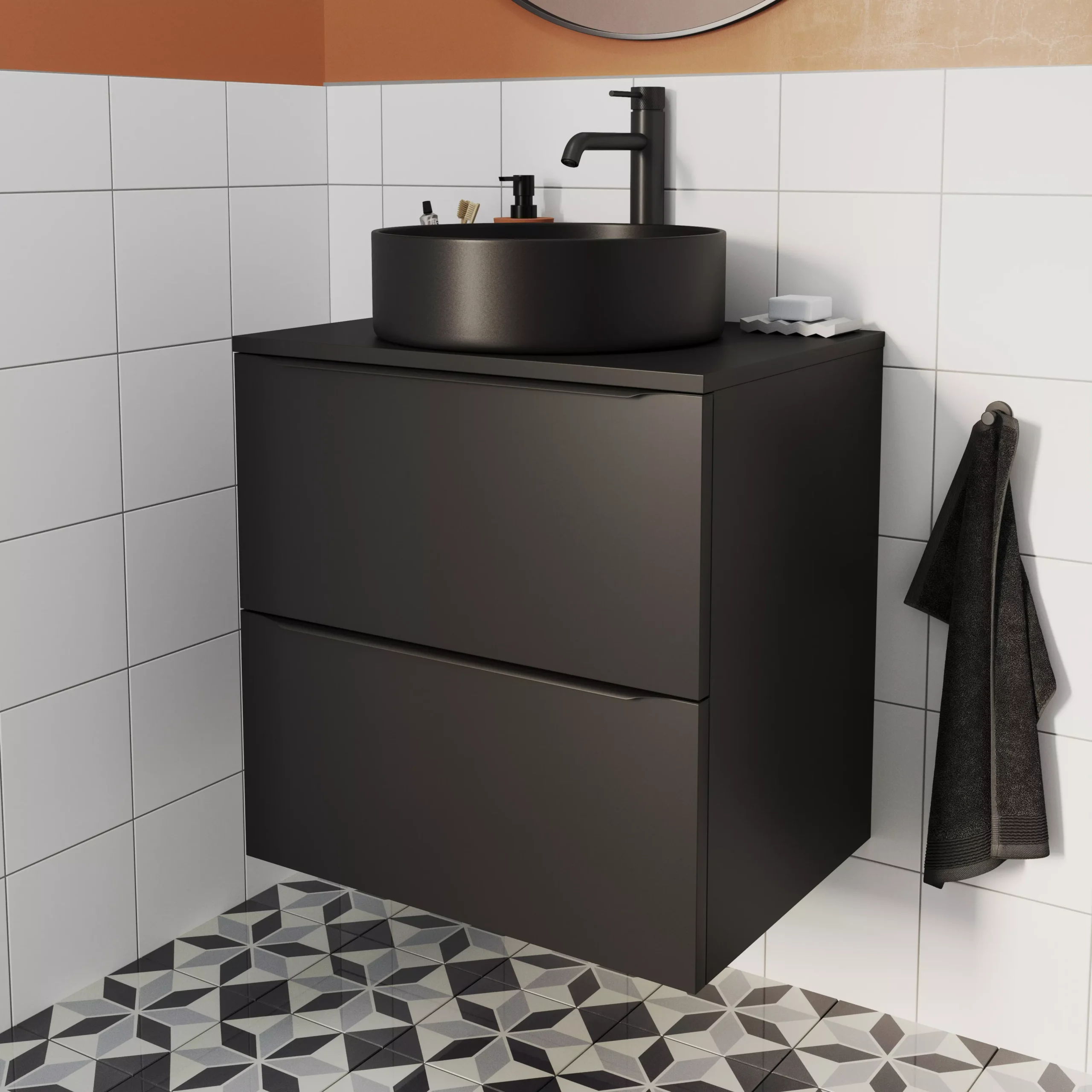 GoodHome Cadelia Matt Black Square Edge Chipboard & Laminate Bathroom Worktop 2cm X 45.5cm X 60.5cm - Image 17