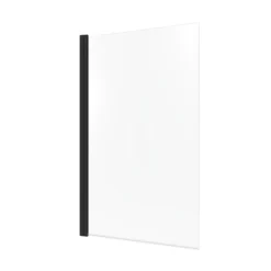 GoodHome Calera Transparent Straight Black Bath Screen, (H)140cm (W)850mm