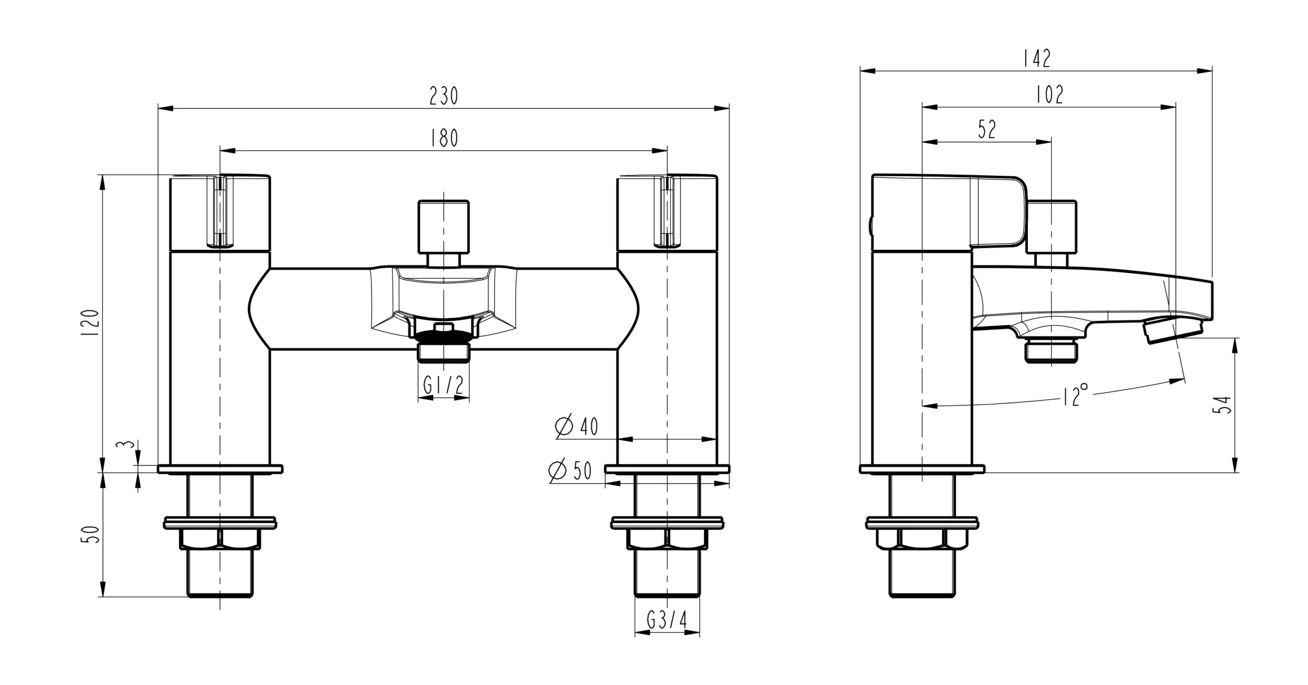 GoodHome Cavally Chrome Effect Freestanding Bath Shower Mixer Tap - Image 3