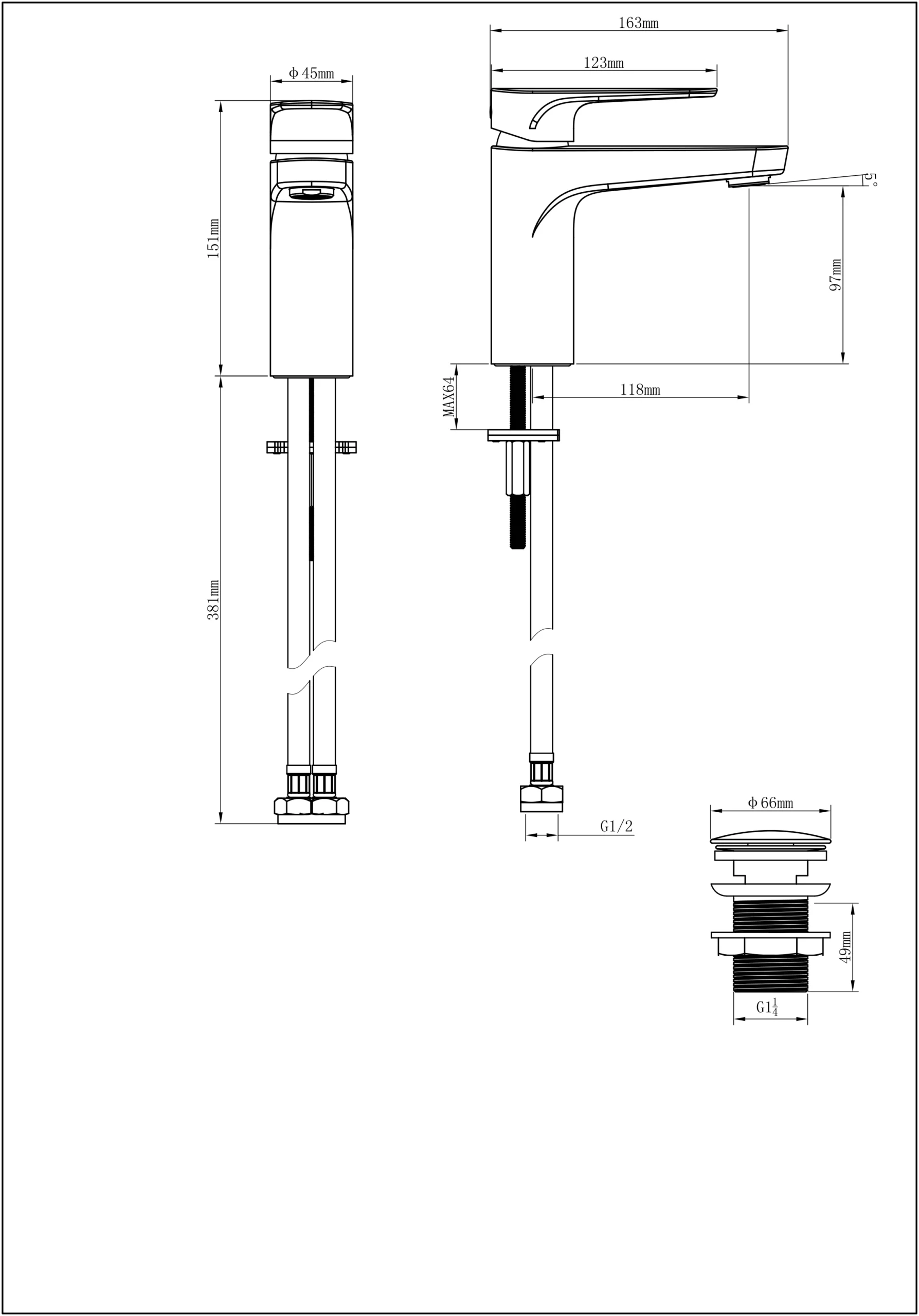 GoodHome Cavally Medium Gloss Chrome Effect Round Deck-mounted Manual Basin Mono Mixer Tap - Image 8
