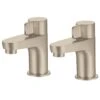 GoodHome Cavally Nickel Effect Bath Pillar Tap, Pair