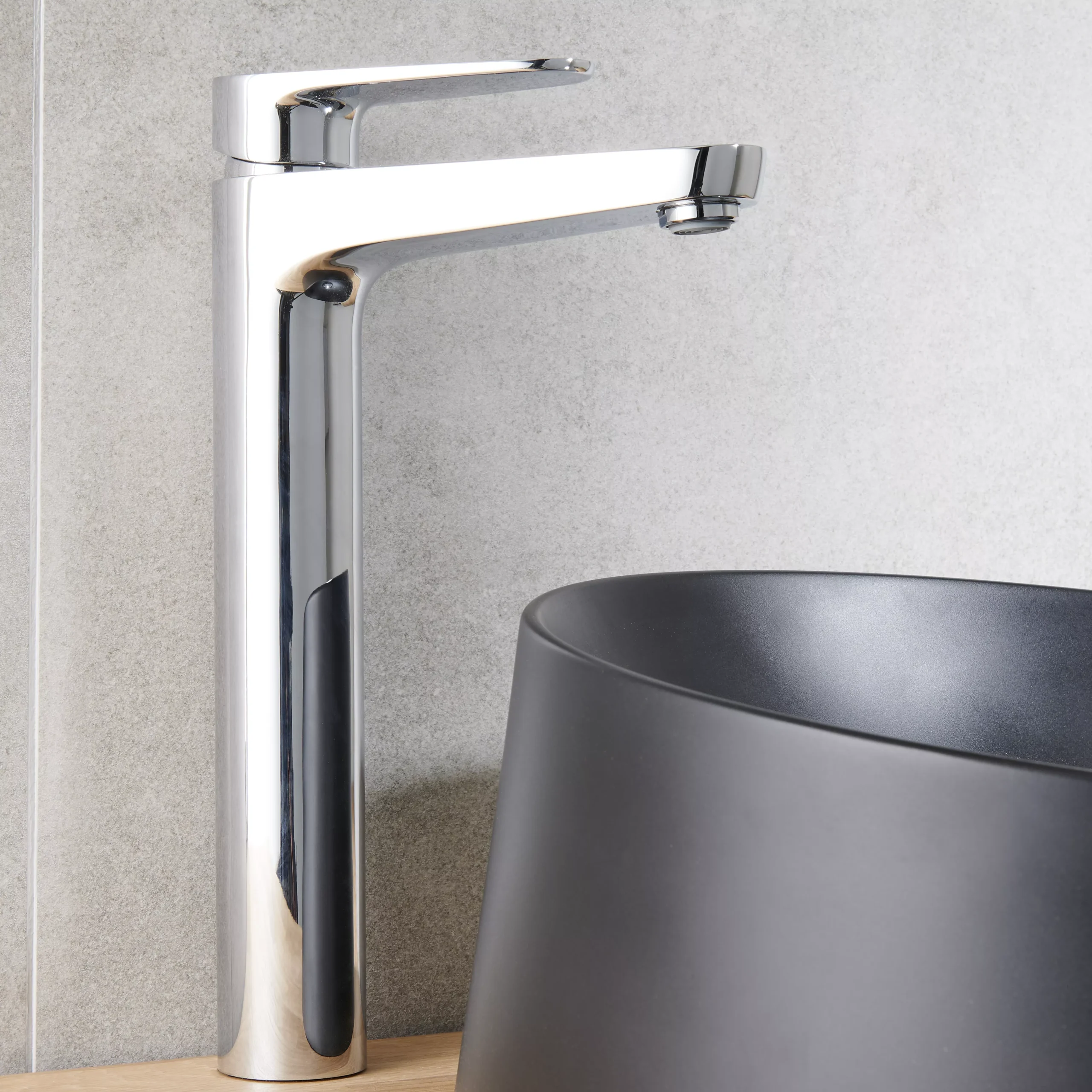 GoodHome Cavally Tall Gloss Chrome Effect Round Deck-mounted Manual Sink Or Worktop Mono Mixer Tap - Image 5